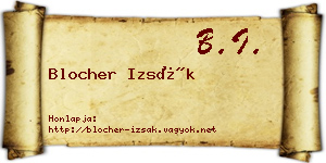 Blocher Izsák névjegykártya